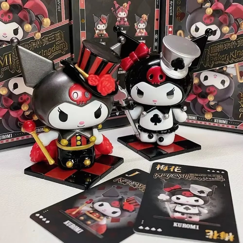 New Sanrio Blind Box Kawaii Kuromi Figures Toys Poker Kingdom Spade Series Dolls Desktop Ornaments for Girls Christmas Gifts
