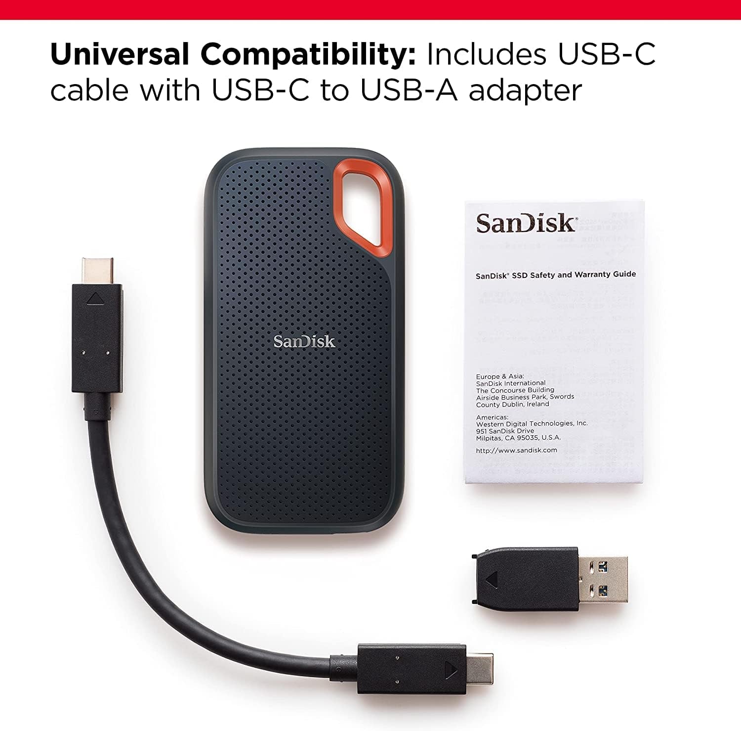 2TB Extreme Portable SSD - up to 1050Mb/S, USB-C, USB 3.2 Gen 2, IP65 Water and Dust Resistance, Updated Firmware - External Solid State Drive - SDSSDE61-2T00-G25