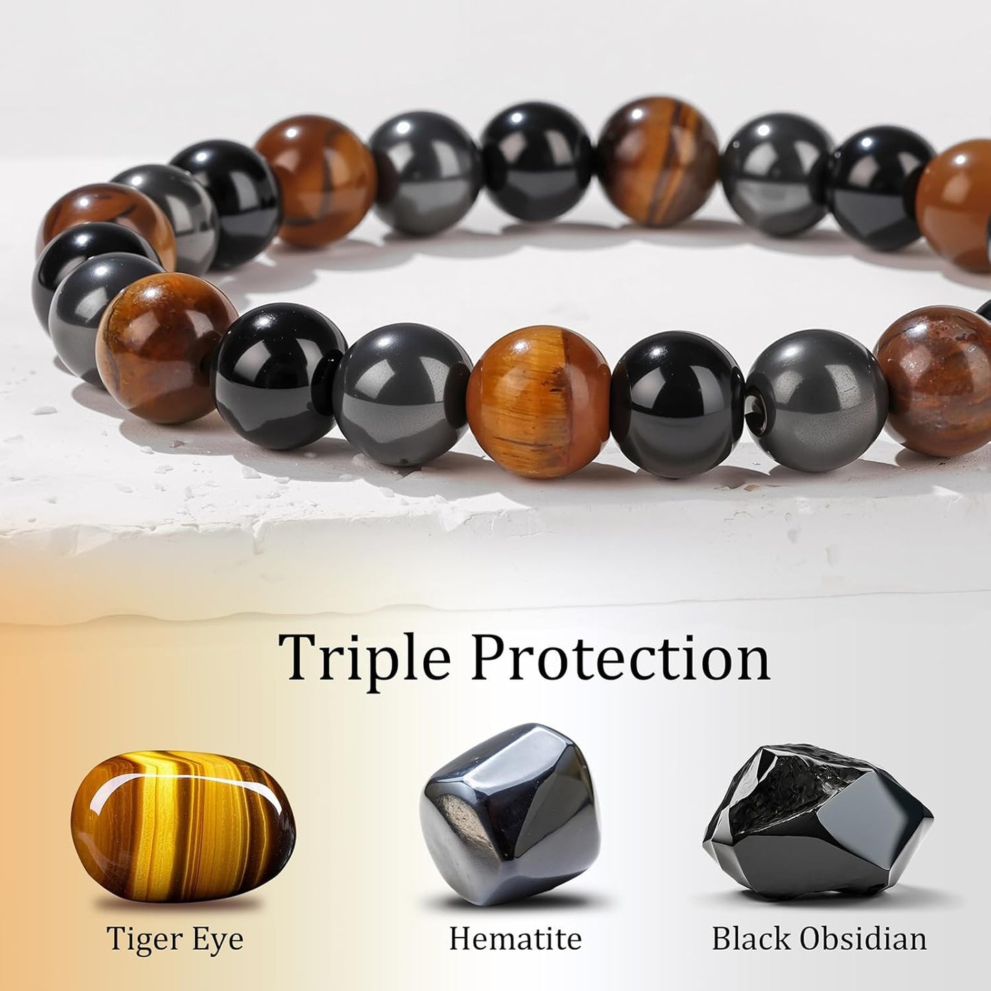 Healing Crystal Bracelet for Women Men 8Mm Beaded Bracelet Zebra Stone Rhodochrosite Black Tourmaline Natural Stone Handmade Stretch Emotional Healing Bracelet Beads Spiritual Crystal Jewelry Gifts