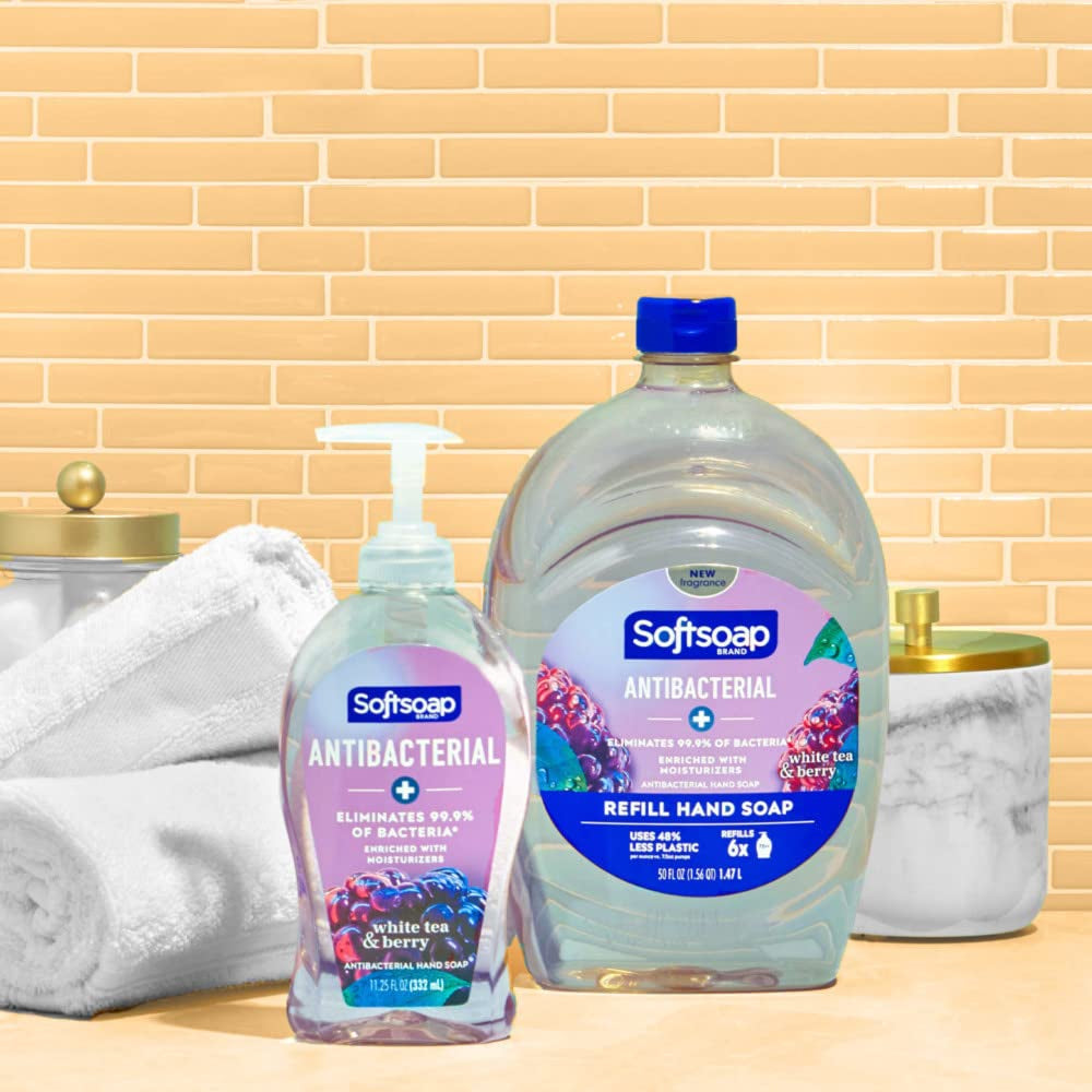 Antibacterial Liquid Hand Soap Refill, White Tea & Berry Scented Hand Soap, 50 Ounce(Packaging May Vary)