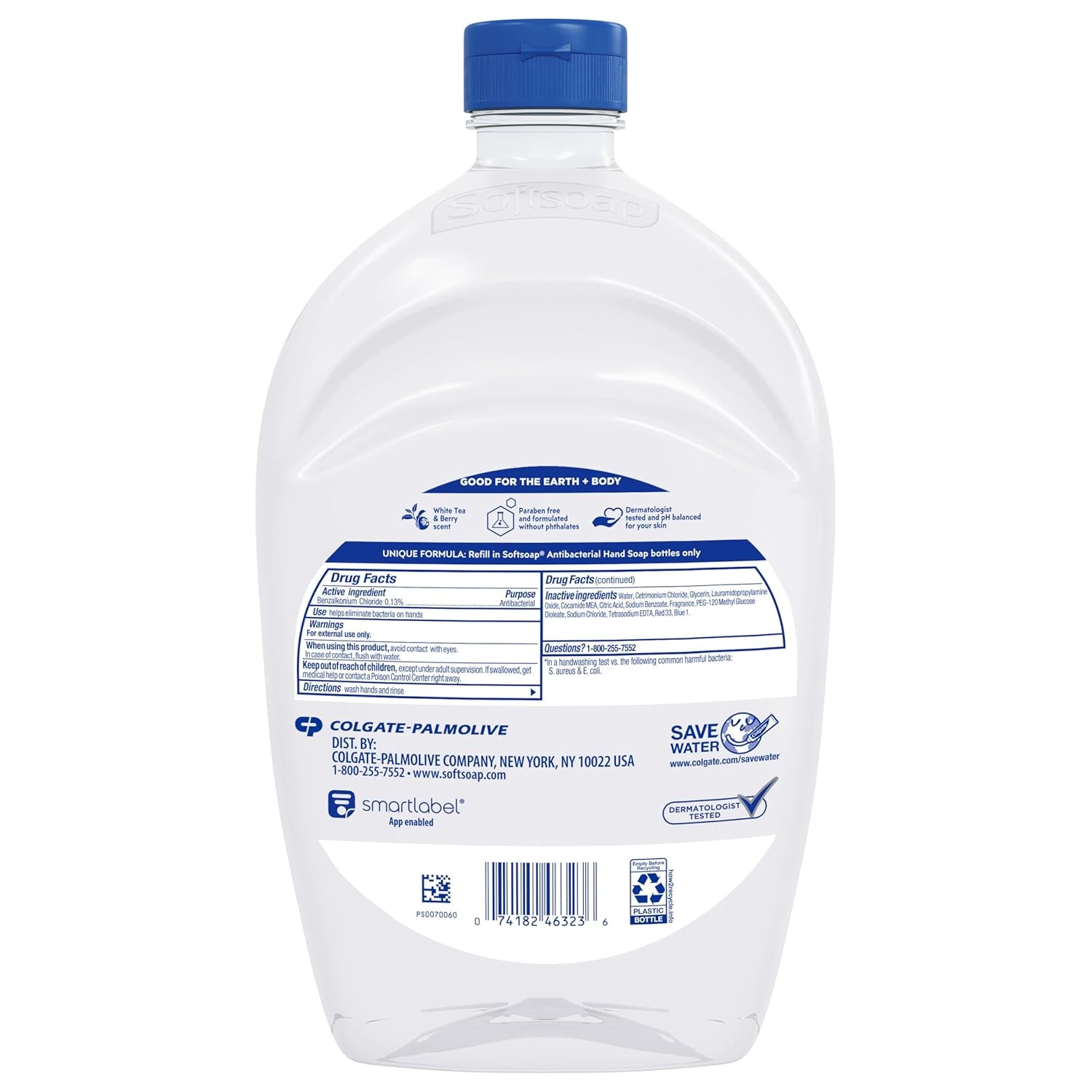 Antibacterial Liquid Hand Soap Refill, White Tea & Berry Scented Hand Soap, 50 Ounce(Packaging May Vary)