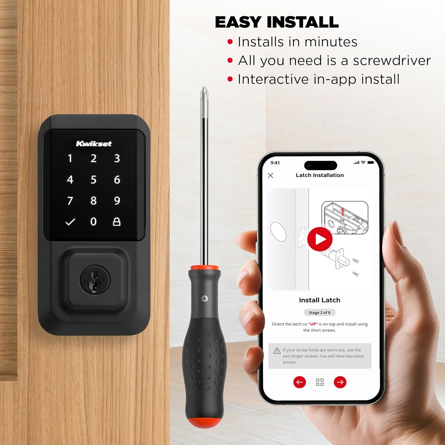 Halo Wi-Fi Smart Lock, Keyless Entry Front Door Touchscreen Deadbolt, Matte Black Finish, Grade AAA Certified, UL Listed, Easy Install No Hub, App Control, Digital Remote Lock