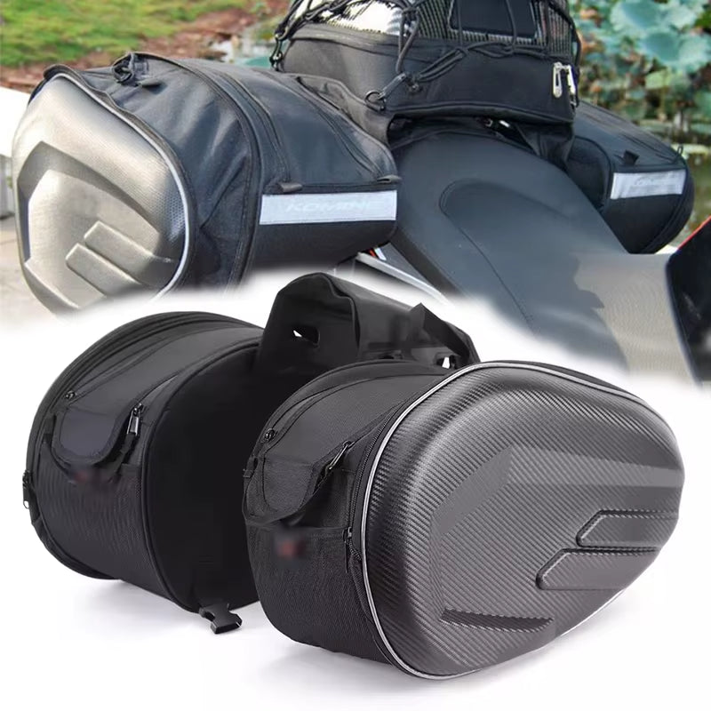 2PCS Universal Fit Motorcycle Pannier Bags Luggage Saddle Bags Side Storage Fork Travel Pouch Box Motorcycle Side Helmet Riding