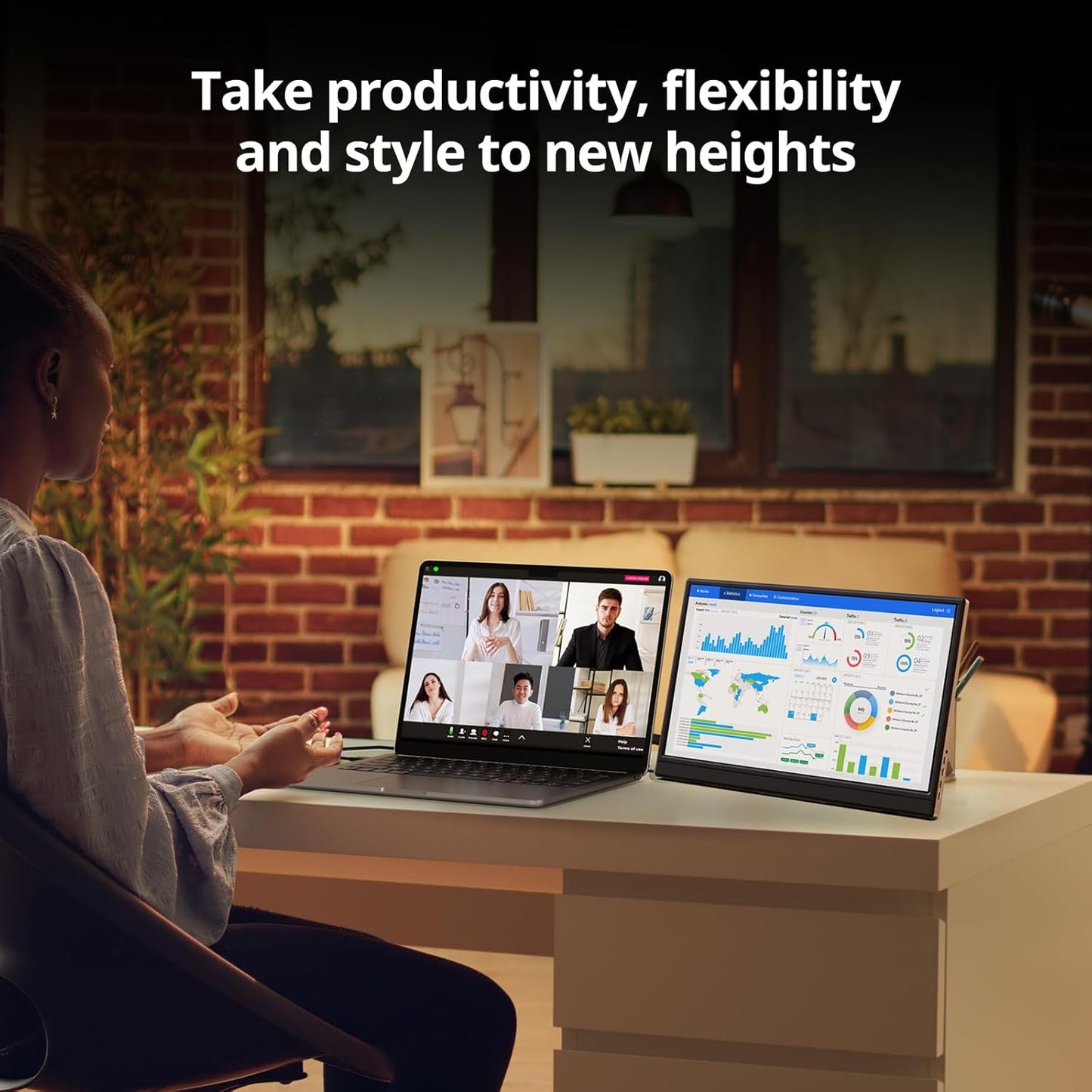 Portable Monitor 15.6 Inch 1080P USB-C HDMI Ultra-Slim Travel Monitor with Kickstand, for Laptop, PC, Mac Phone, PS, Xbox, Swich IPS Ultra-Thin Zero Frame Gaming