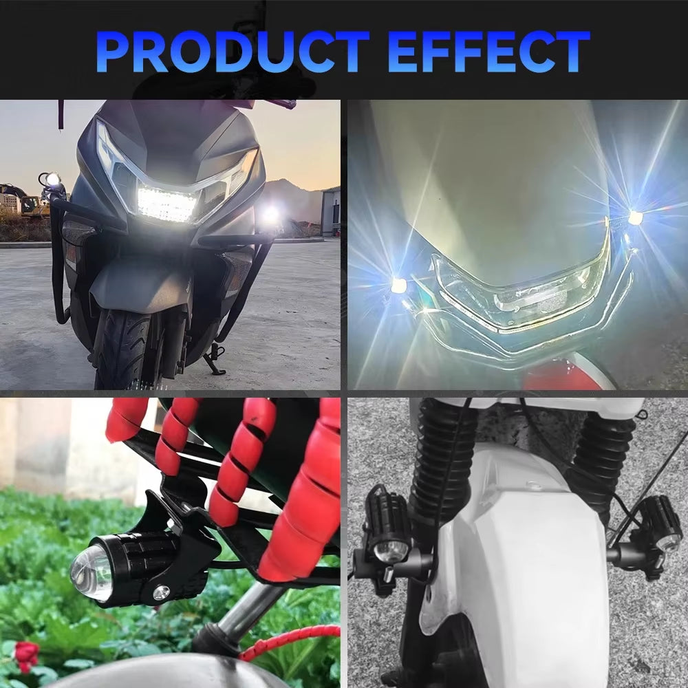 2Pcs Motorcycle Led Headlight 12V High Bright Led Lights Lamp for Motorbike Moto Led Auxiliary Spotlights