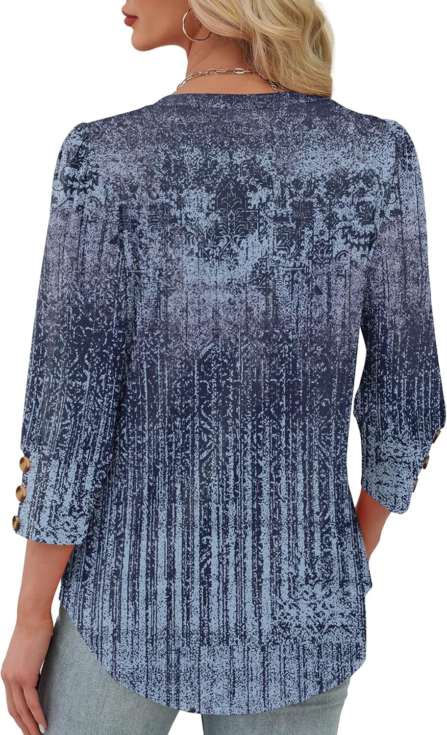 Womens 3/4 Sleeve Tops with Buttons V-Neck Summer Outfits Casual Blouses Shirts Beach Vacation Fall Clothes 2025