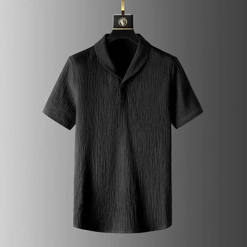 Summer Casual Thin Linen Set Men'S Sport Suit Outdoor Wear Short Sleeve Long Pants Two-Piece Set Lightweight Comfortable Fit