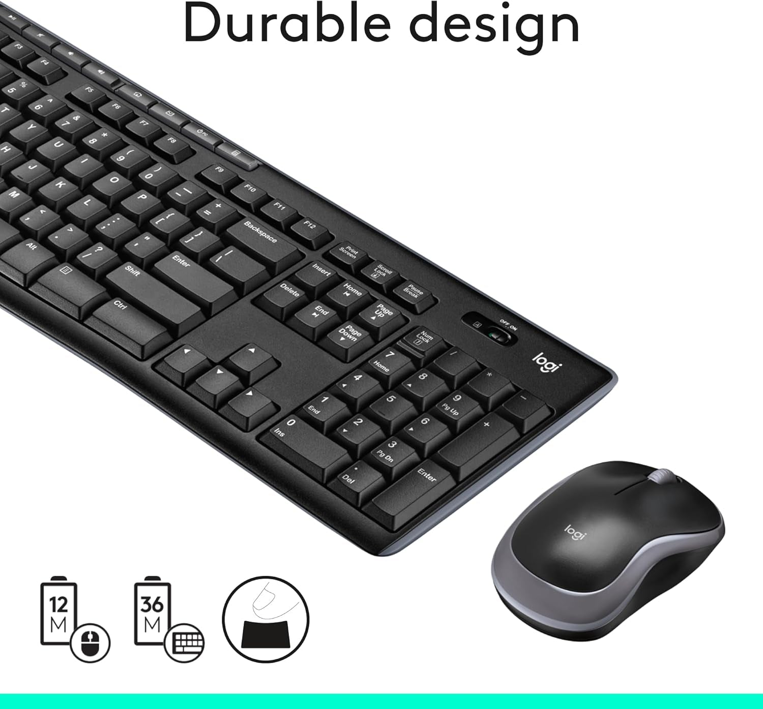 MK270 Wireless Keyboard and Mouse Combo for Windows, 2.4 Ghz, 8 Multimedia Keys, PC, Laptop, Wireless Keyboard Compact Mouse Combo - Black