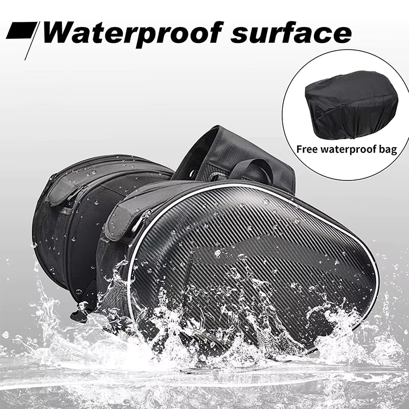 2PCS Universal Fit Motorcycle Pannier Bags Luggage Saddle Bags Side Storage Fork Travel Pouch Box Motorcycle Side Helmet Riding