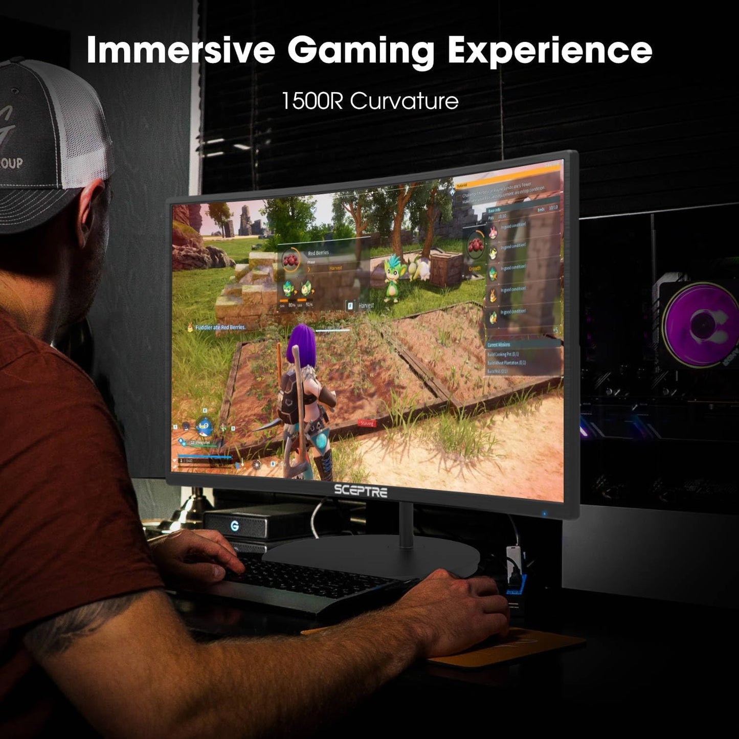 Curved 27" FHD 1080P 75Hz LED Monitor HDMI VGA Build-In Speakers, EDGE-LESS Metal Black 2019 (C275W-1920RN)
