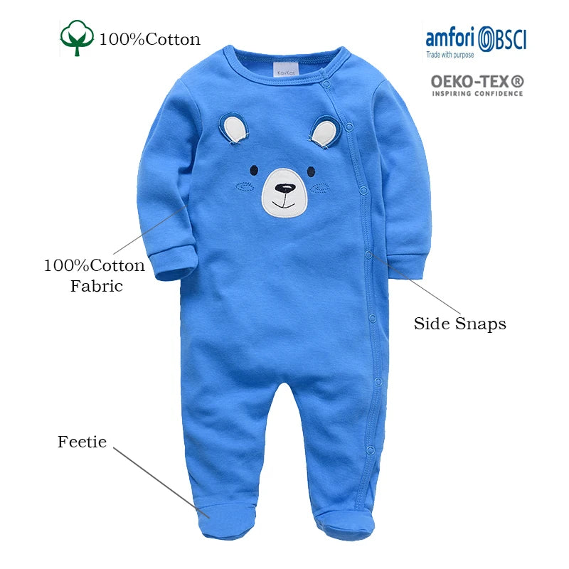 1/3 Pcs Baby Boys Rompers Cartoon Print Overalls Cotton Infant Clothing Kids Jumpsuit Newborn Pajimas 0-3 Months