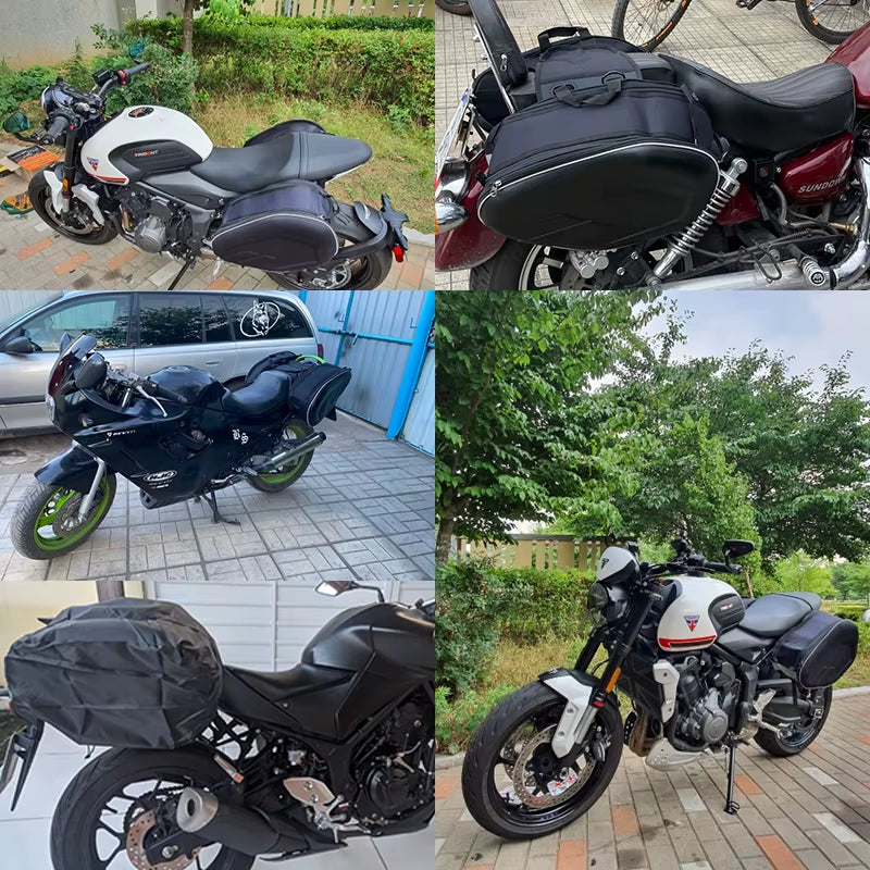 2PCS Universal Fit Motorcycle Pannier Bags Luggage Saddle Bags Side Storage Fork Travel Pouch Box Motorcycle Side Helmet Riding