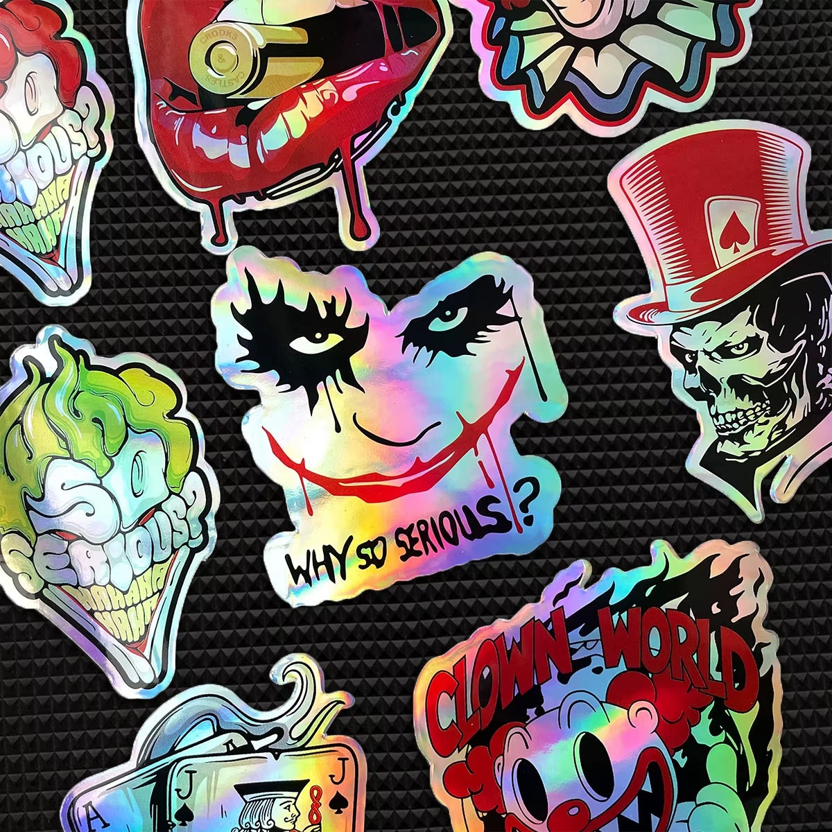 30Pcs/Lot Random Joker Graphic Laser Rainbow Motorcycle Stickers Auto Car Moto Bike Scooter Helmet Fuel Tank Accessories Decals