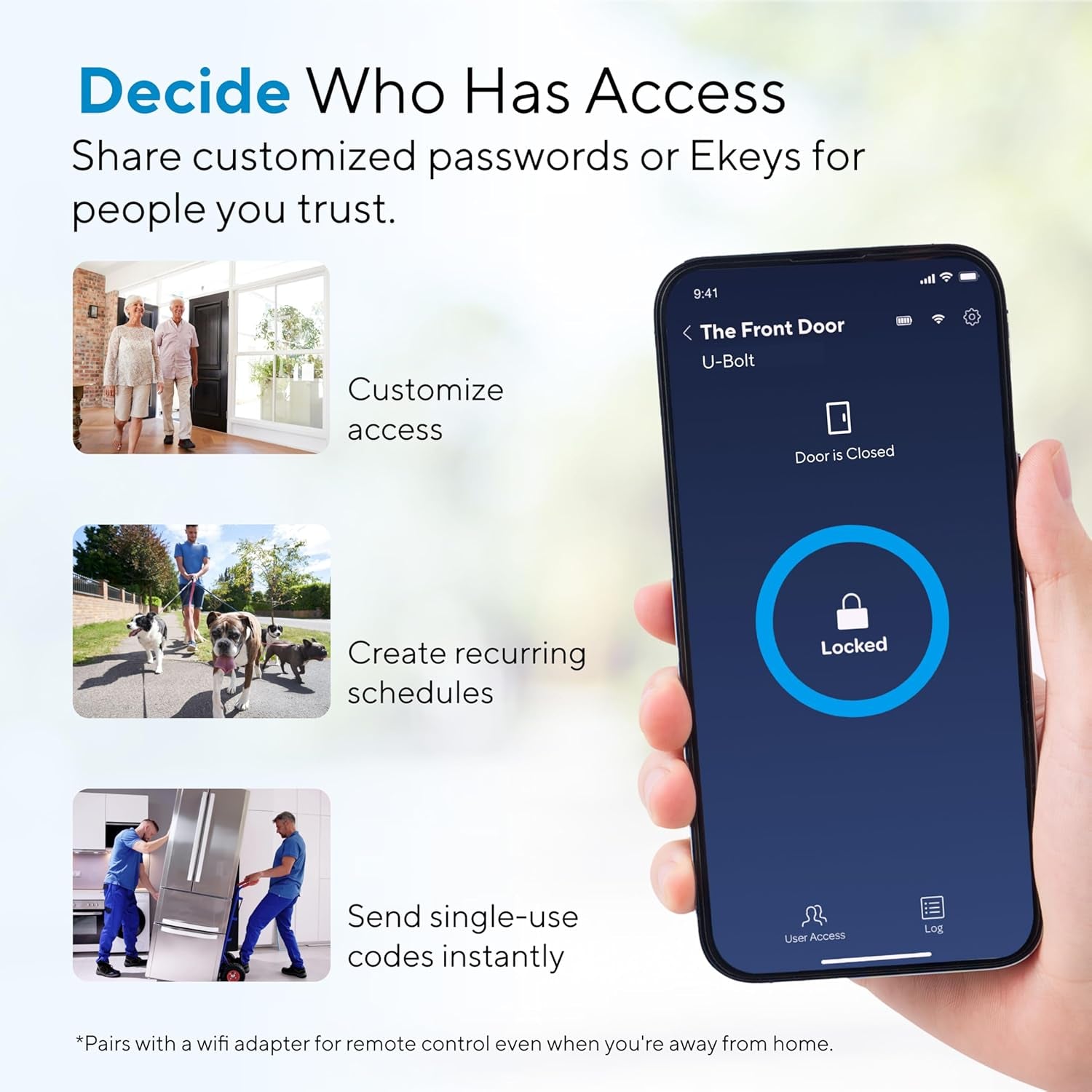 U-Bolt Smart Lock, 5-In-1 Keyless Entry Door Lock with App Control, Keypad Deadbolt, Auto Unlock, Auto Lock, Smart Door Lock, Smart Locks for Front Door, ANSI Grade 1, Black