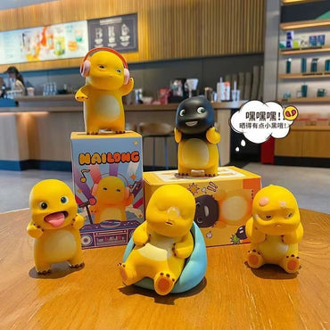 New Milk Dragon Tanking Daily 6-Piece Set Doll Toy Trendy Play Office Handmade Accessories Complete Set Blind Box Birthday Gift