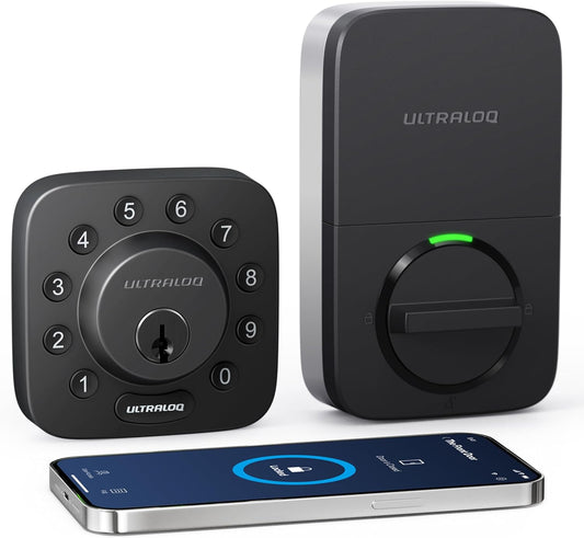 U-Bolt Smart Lock, 5-In-1 Keyless Entry Door Lock with App Control, Keypad Deadbolt, Auto Unlock, Auto Lock, Smart Door Lock, Smart Locks for Front Door, ANSI Grade 1, Black
