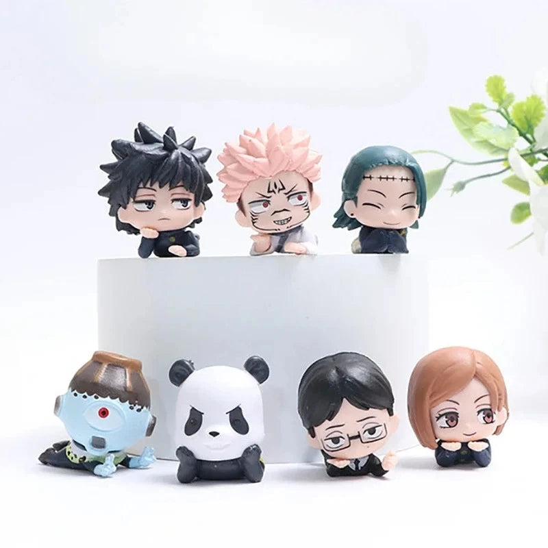 Anime Jujutsu Kaisen Figure Q Version Satoru Gojo Itadori Yuji Fushiguro Megumi Kugisaki Model Car Decora Blind Box Gift Toy