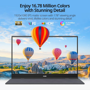 Portable Monitor 15.6Inch FHD 1080P USB C HDMI Gaming Ultra-Slim IPS Display W/Smart Cover & Speakers,Hdr Plug&Play, External Monitor for Laptop PC Phone Mac (15.6'' 1080P)