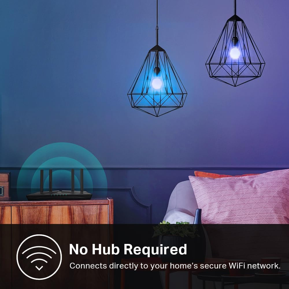 Light Bulbs, Full Color Changing Dimmable Smart Wifi Bulbs Compatible with Alexa and Google Home, A19, 9W 800 Lumens,2.4Ghz Only, No Hub Required, 4 Count (Pack of 1), Multicolor (KL125P4)