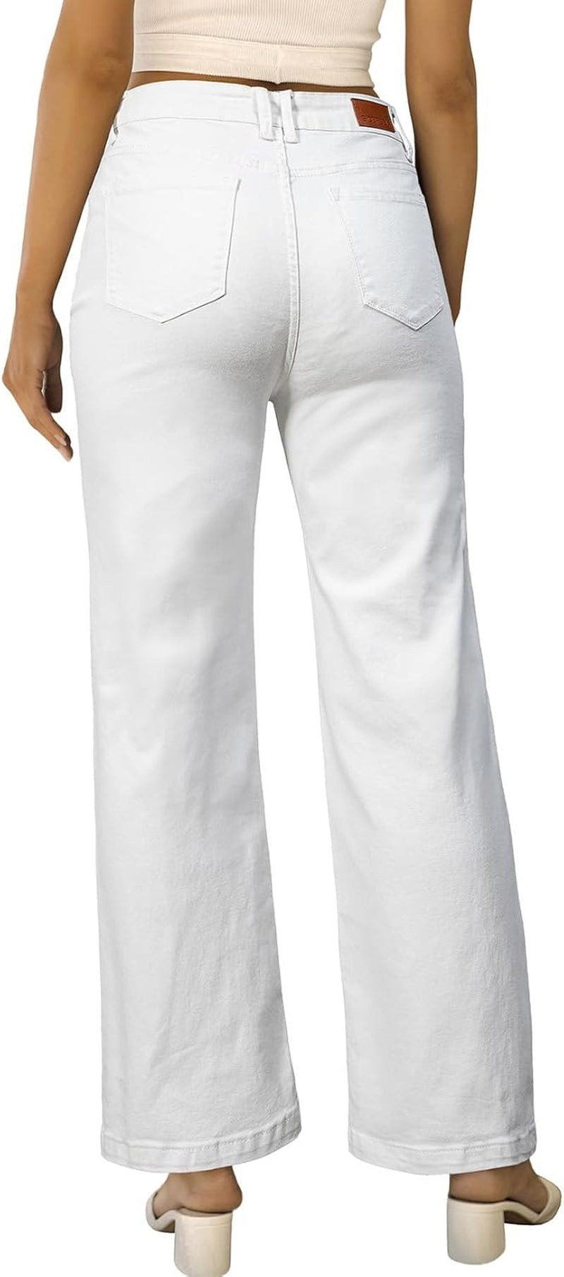 Women'S Wide Leg Jeans Casual High Waisted Straight Zimbaplatinum Denim Pants with Pockets