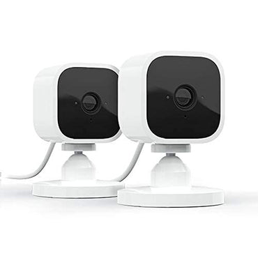 Mini - Compact Indoor Plug-In Smart Security Camera, 1080P HD Video, Night Vision, Motion Detection, Two-Way Audio, Easy Set Up, Works with Alexa – 2 Cameras (White)