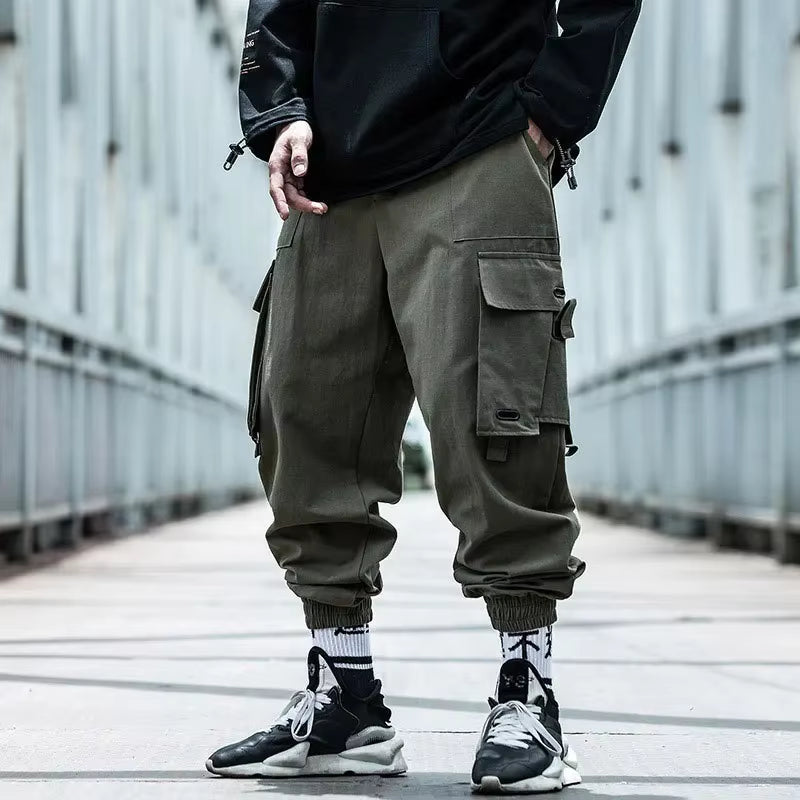 Trendy Men'S Cargo Pants Loose Fit Casual Hip Hop Pants Spring Autumn Season Ins Branded Fashionable Ankle Length Trousers