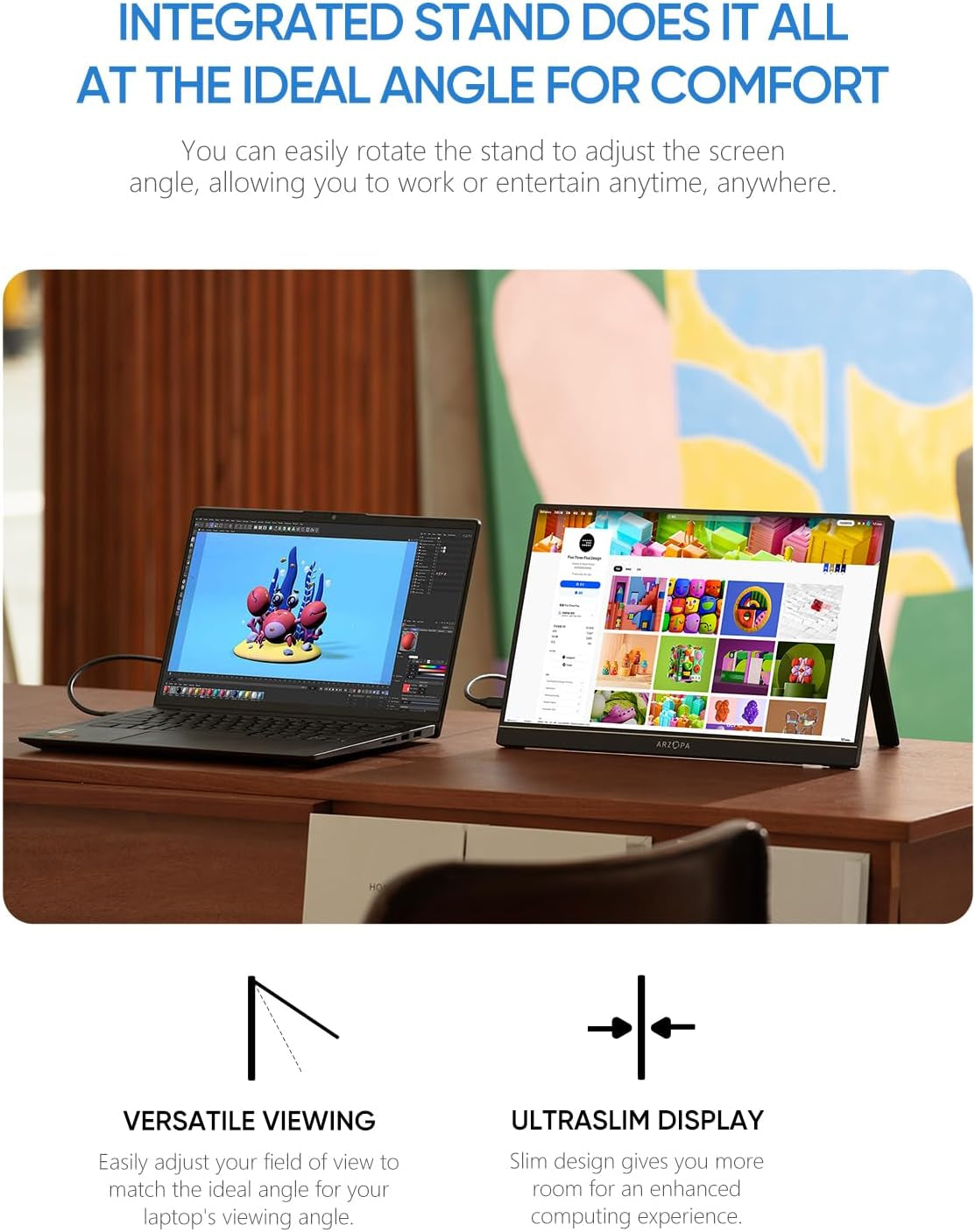 16.1'' 144Hz Portable Gaming Monitor, 106% Srgb 1080P FHD Kickstand Portable Monitor with HDR, Ultra Slim, Eye Care, External Second Screen for Laptop, PC, PS5, Mac, Xbox-Z1Fc