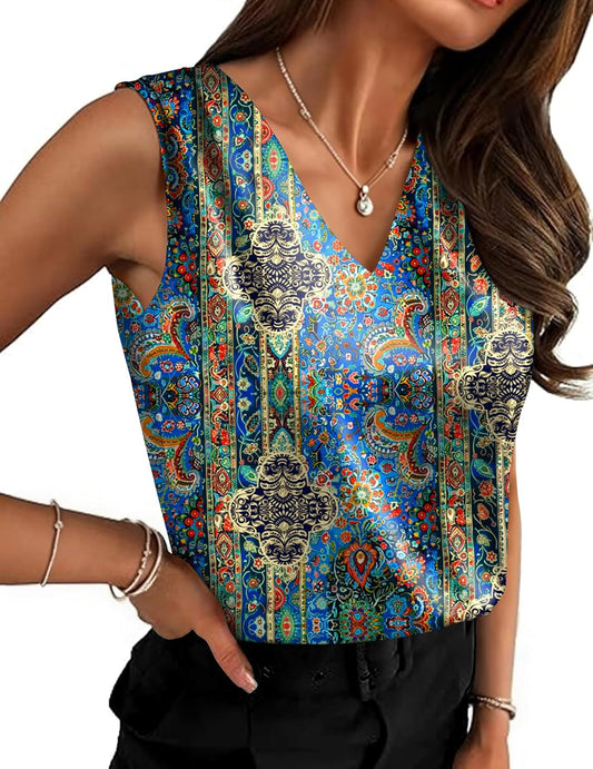 Women'S Silk Satin Camisole Tank Tops V Neck Pleated Dressy Casual Sleeveless Blouses Summer Business Work Shirts
