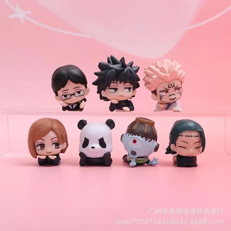 Anime Jujutsu Kaisen Figure Q Version Satoru Gojo Itadori Yuji Fushiguro Megumi Kugisaki Model Car Decora Blind Box Gift Toy
