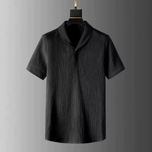 Summer Casual Thin Linen Set Men'S Sport Suit Outdoor Wear Short Sleeve Long Pants Two-Piece Set Lightweight Comfortable Fit