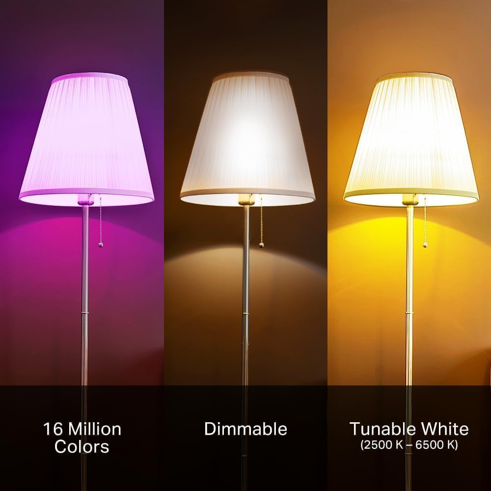 Light Bulbs, Full Color Changing Dimmable Smart Wifi Bulbs Compatible with Alexa and Google Home, A19, 9W 800 Lumens,2.4Ghz Only, No Hub Required, 4 Count (Pack of 1), Multicolor (KL125P4)