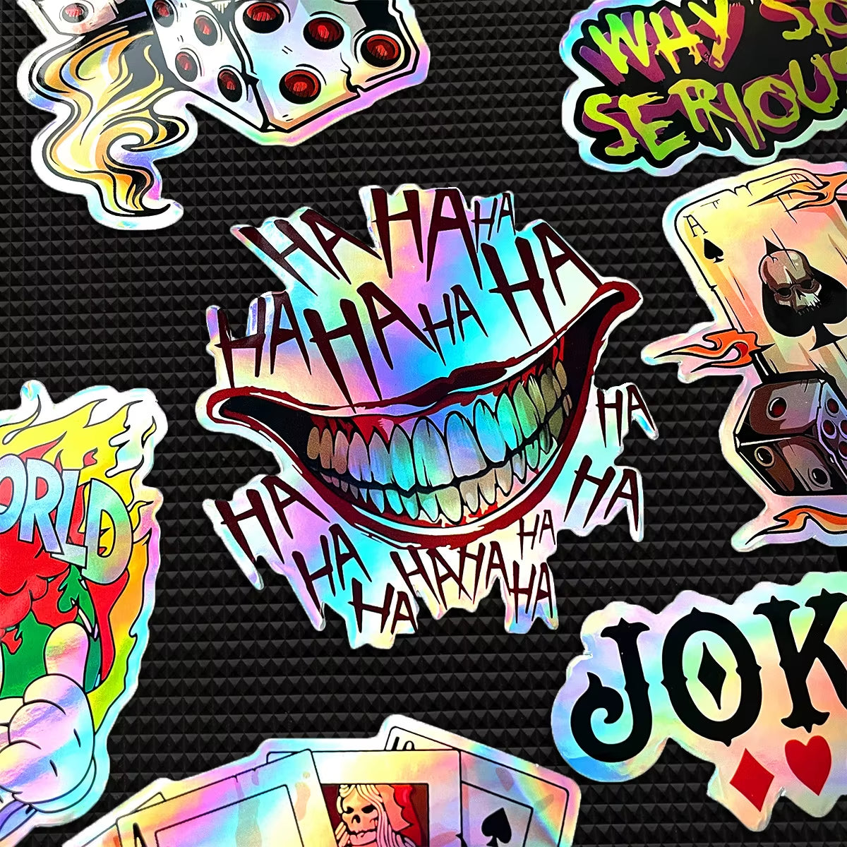 30Pcs/Lot Random Joker Graphic Laser Rainbow Motorcycle Stickers Auto Car Moto Bike Scooter Helmet Fuel Tank Accessories Decals
