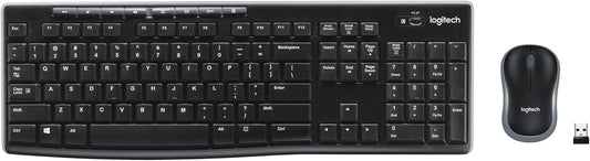 MK270 Wireless Keyboard and Mouse Combo for Windows, 2.4 Ghz, 8 Multimedia Keys, PC, Laptop, Wireless Keyboard Compact Mouse Combo - Black