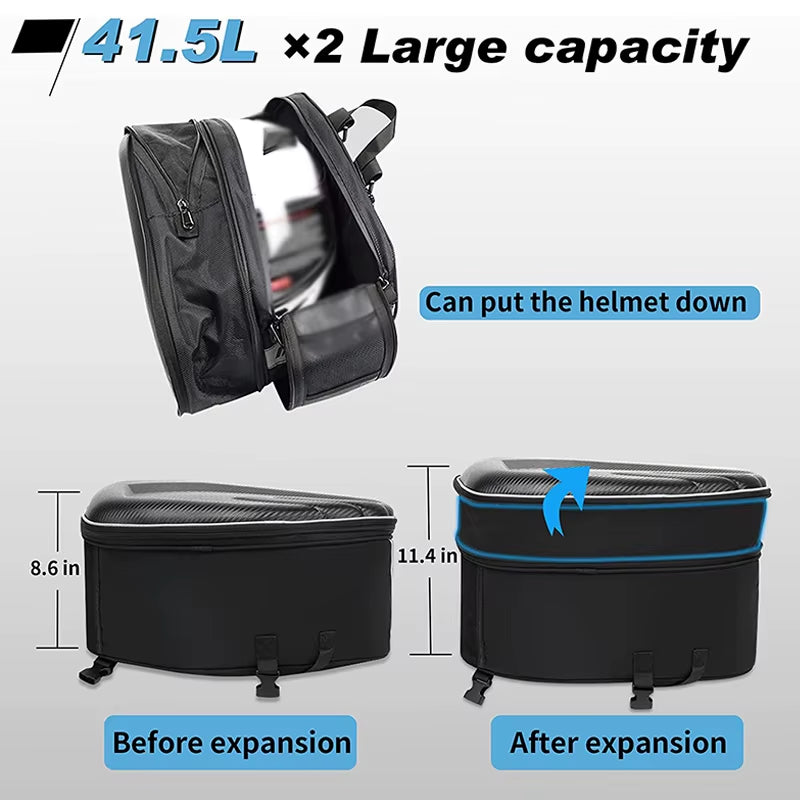2PCS Universal Fit Motorcycle Pannier Bags Luggage Saddle Bags Side Storage Fork Travel Pouch Box Motorcycle Side Helmet Riding