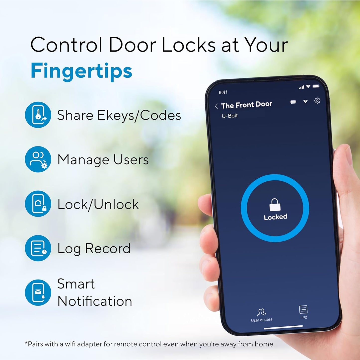 U-Bolt Smart Lock, 5-In-1 Keyless Entry Door Lock with App Control, Keypad Deadbolt, Auto Unlock, Auto Lock, Smart Door Lock, Smart Locks for Front Door, ANSI Grade 1, Black