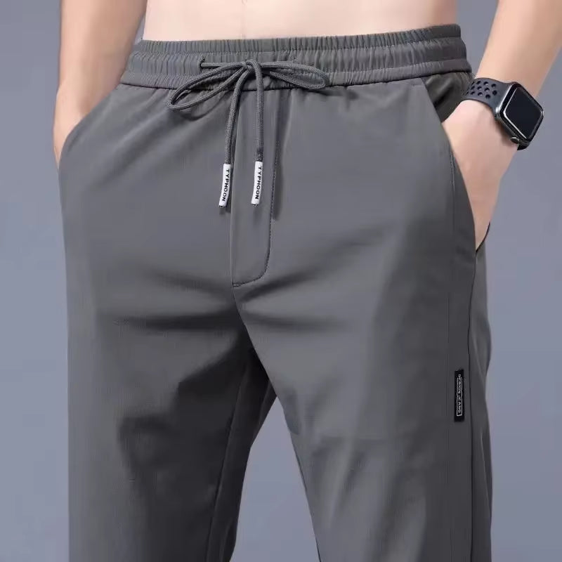 Ice Sensation Straight-Leg Pants for Men Summer Thin Loose-Fit Casual Trousers Slims Your Silhouette Men'S Pants