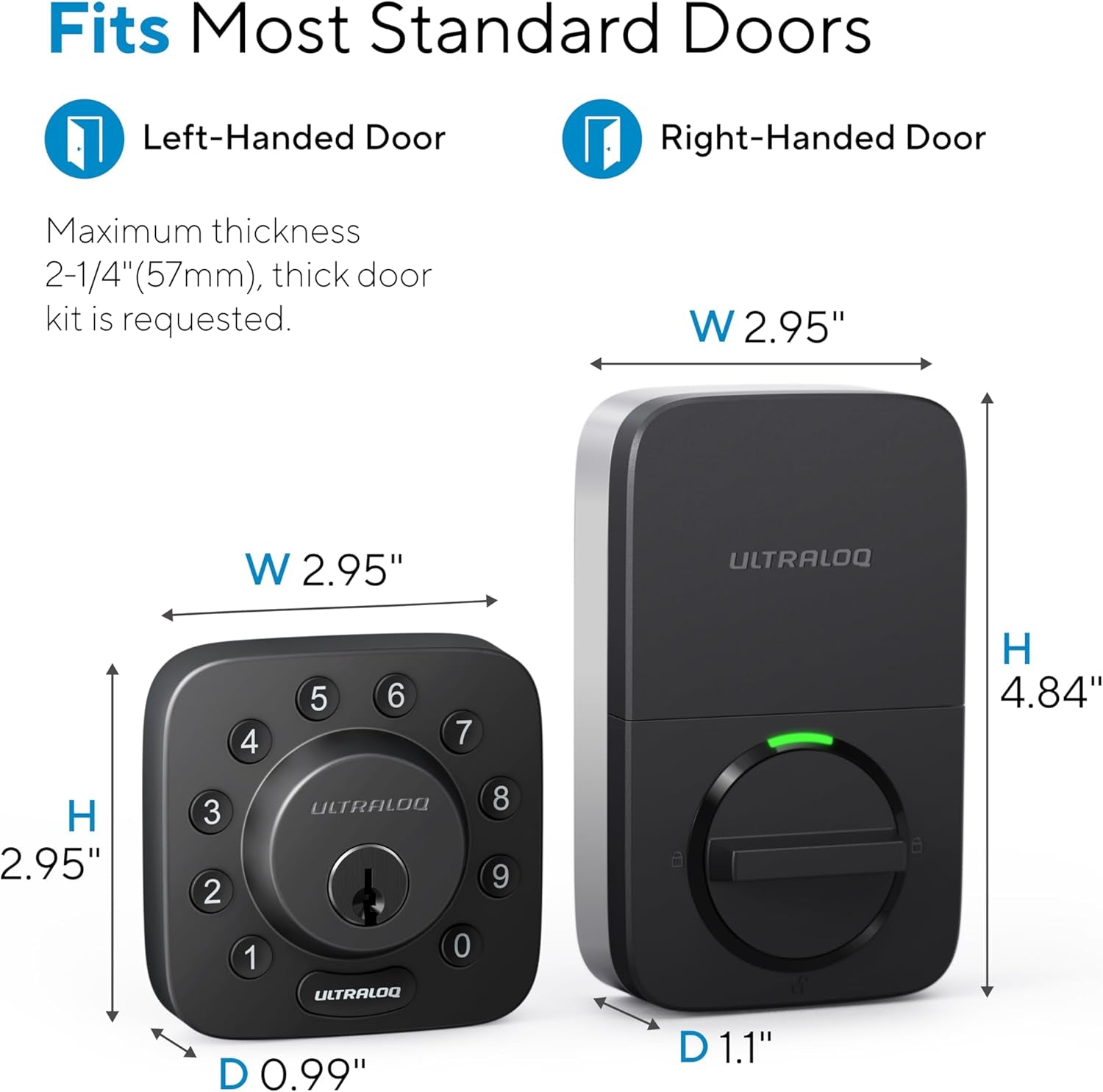 U-Bolt Smart Lock, 5-In-1 Keyless Entry Door Lock with App Control, Keypad Deadbolt, Auto Unlock, Auto Lock, Smart Door Lock, Smart Locks for Front Door, ANSI Grade 1, Black
