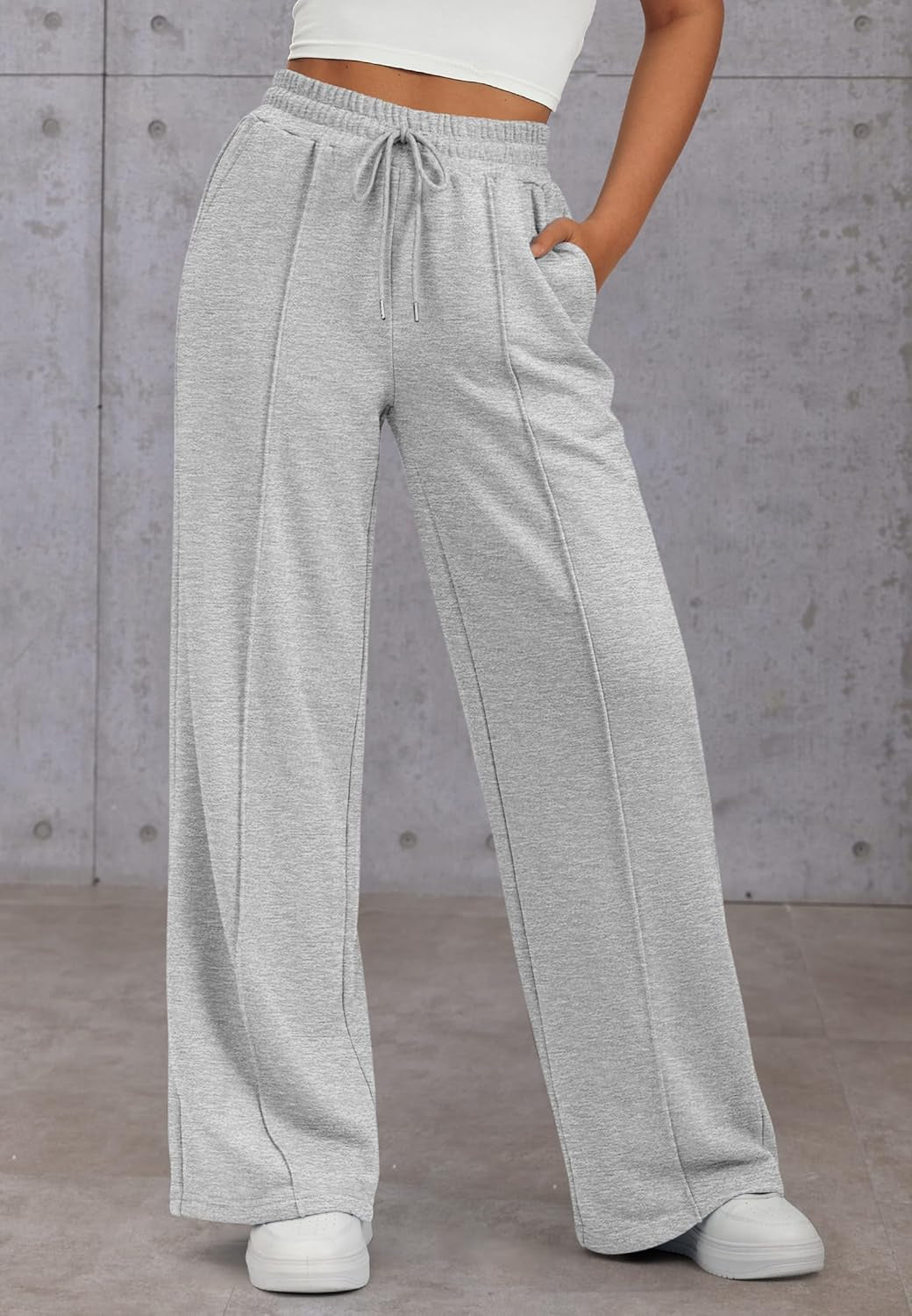 Womens Wide Leg Sweatpants High Waisted Baggy Pants Fashion Teen Girl Drawstring Athletic Joggers