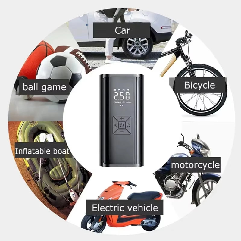 YIJU Wireless Air Pump 150Psi Portable Electric Tire Inflator for Car Bicycle Motorcycle Mini Air Compressor Tire Air Injector