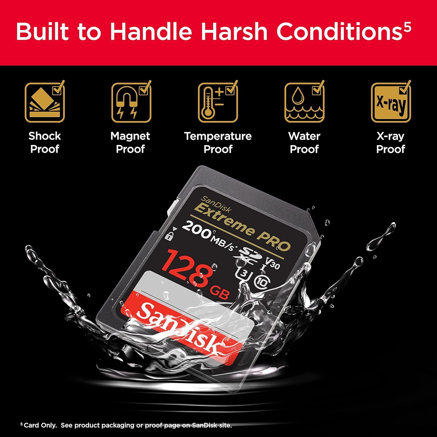 128GB Extreme PRO SDXC UHS-I Memory Card - C10, U3, V30, 4K UHD, SD Card - SDSDXXD-128G-GN4IN